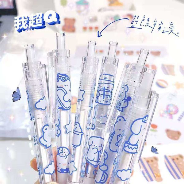 6pcs/lot jel kalem mürekkebi krem ​​Kawaii ayı pres ins sevimli 0.5mm öğrenci testi imza karikatür hoster