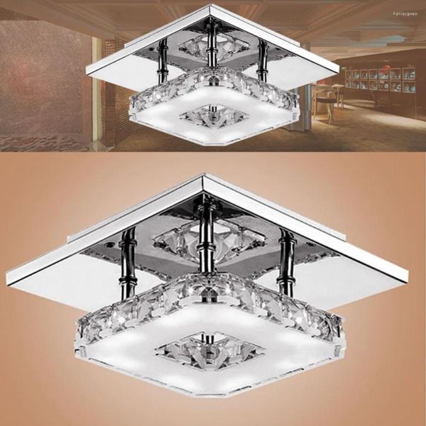 Luzes de teto Modern K9 Crystal LED Square Lamp Plafon para cozinha de jantar de jantar montada na superfície montada na superfície