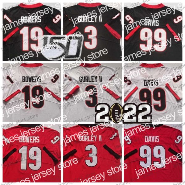 American College Football Wear American College Football Wear NCAA 99 Davis Football Jersey 3 Todd Gurley II 19 Brock Bowers Rot Weiß College Herren genähte Trikots 1