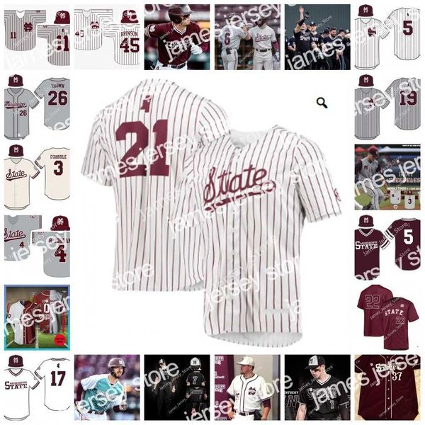 O beisebol da faculdade veste 2022 NCAA costurou o Mississippi State Bulldogs Jersey 34 Hunter Renfroe 28 Chris Stratton 8 Ed Easley 28 Paul Maholm 17 Matt Ginter