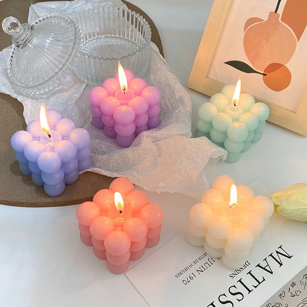 Set di candele profumate con etichetta privata, cubo magico, cera di soia, candele a forma di bolla, fragranze per la casa per aromaterapia