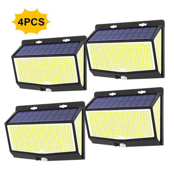 Lampade da parete solari da esterno 468 LED 1/2/4 Pack Sensore di movimento solare con 3 modalità di illuminazione Lampioni stradali di sicurezza impermeabili