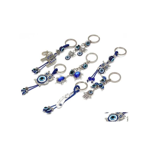 Chaveiro Fashion Animal Turtle Palm Evil Eyes Chaveiro Vidro Chaveiro Olho Azul Pingente Ornamento Chaveiro Drop Delivery Jóias Dh90Y