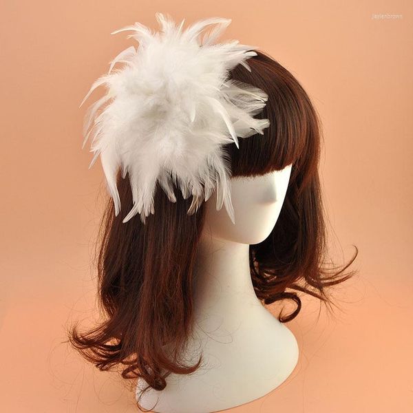 Cabeças de folha de penas de penteado de cabelo de broche de broche acessórios de vestido de noiva corea Japão preto branco
