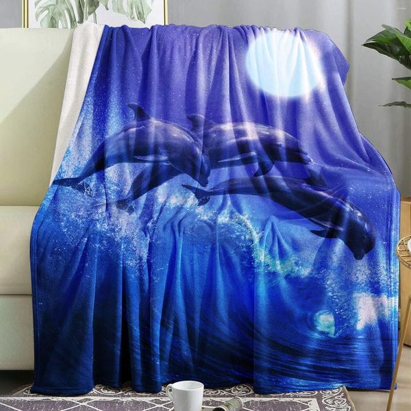 Cobertores de fantasia golfinho arremesso de cobertor adorável macio grande para meninas adultos adultos presentes fofos calorosos aconchegantes