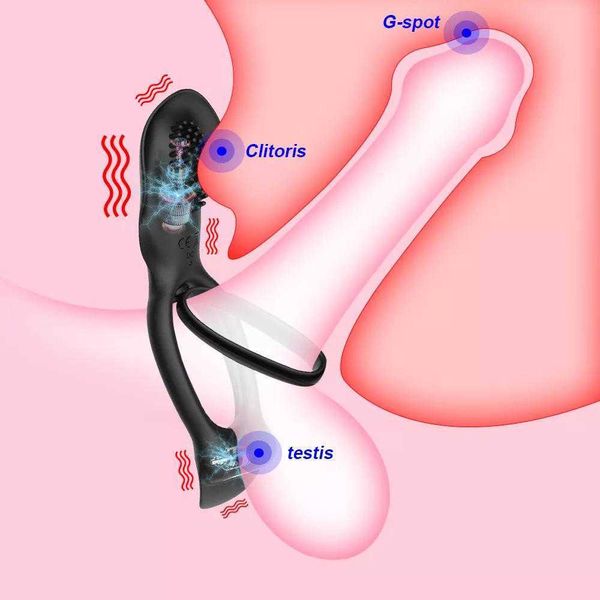 Güzellik Ürünleri 10 Mod Vibratör Penis Halkası Klitoris Stimülatör Gecikme Boşaltma Çiftleri G-Spot Çift Horoz Erkekler İçin Seksi Oyuncaklar
