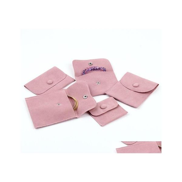 Schmuckbeutel Taschen Geschenkverpackung Umschlagbeutel mit Druckknopfverschluss Staubdichte Schmuckbeutel aus Pearl Veet Pink Blue Color Dhlay