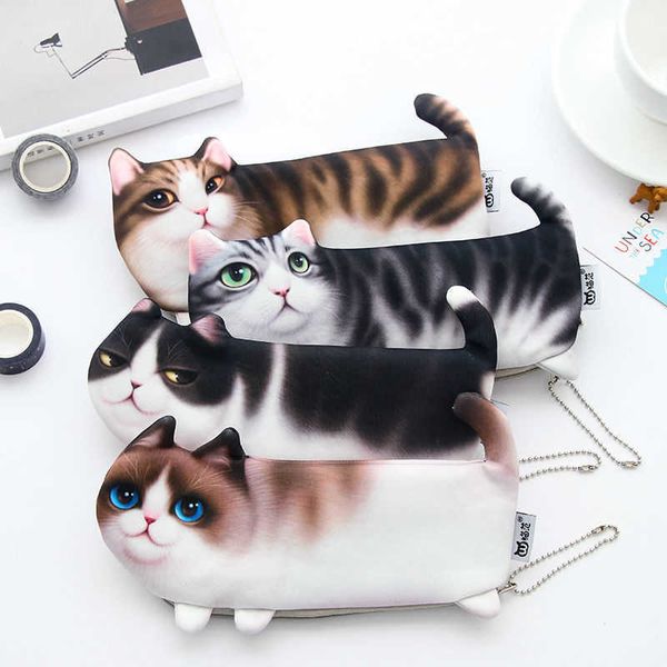 1 pezzo Kawaii Cat Kitten Stationery Bag Storage Cartoon Drawing Gift Materiale scolastico per ufficio coreano