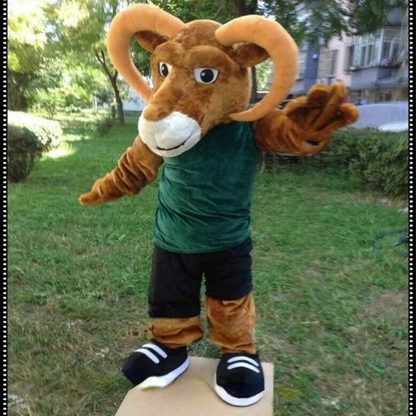 Ram Mascot Costume Faculdade de festa Vestido Roupa publicitária Halloween Adulto Fursuit Carnaval Carnaval Xmas Easter AD Roupos