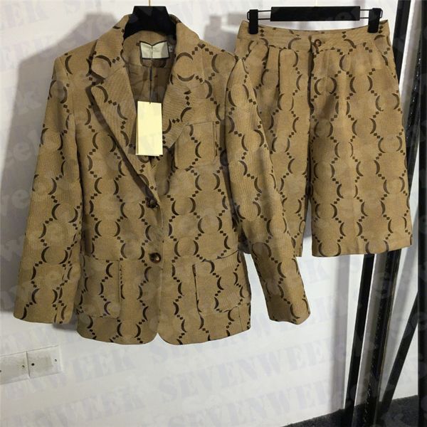 Jacquard Letter Damen-Blazer, Anzüge, Shorts, zweiteilige Sets, hochwertiger Damen-Business-Arbeitsanzug, Mantel