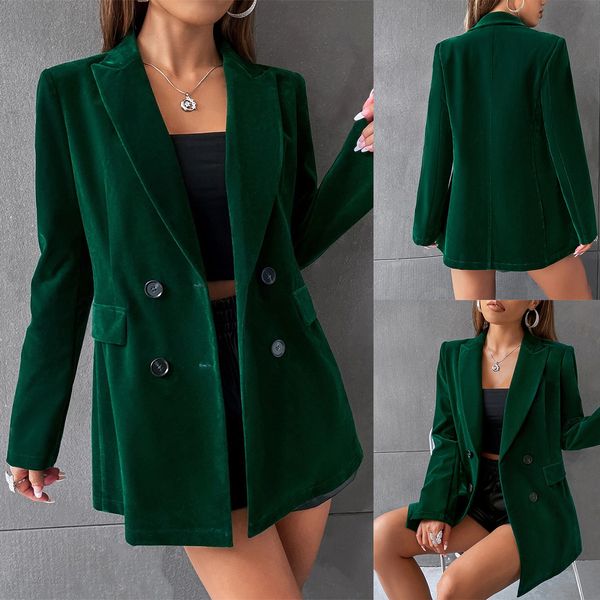 Abito blazer in velluto Giacca donna nuova primavera manica lunga Elegante abito da ufficio formale da donna doppio petto bianco nero vestidos One Piece