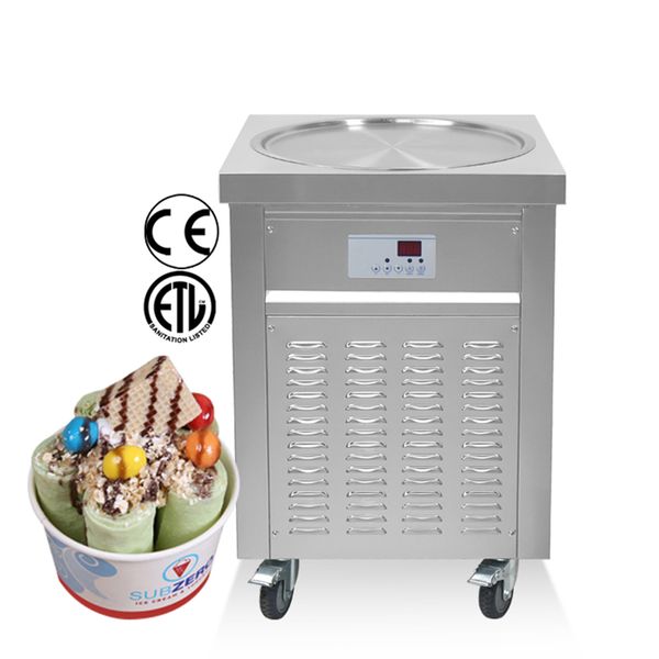Frete grátis para a porta Kolice Kitchen Comercial Single Round Round 55cm Pan Fried Roll Ice Cream Machine