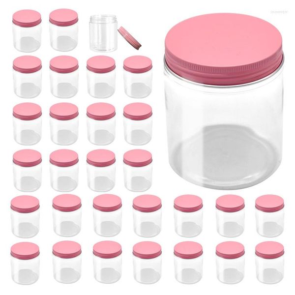 Bottiglie di stoccaggio 30 pz / lotto 250 g 8 once Vaso cosmetico in plastica Bottiglia di siero trasparente Oro Bianco Rosa Contenitori con coperchio in alluminio per burro per il corpo Vasi vuoti