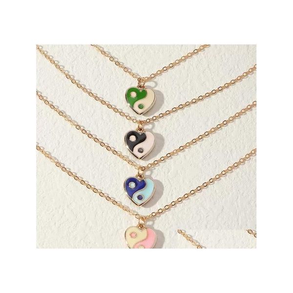 Colares pendentes doces frios yin yang tai chi colar de ￳leo moderno gotejamento de ￳leo ba gua amor j￳ias de corrente de pesco￧o para feminino Drop d dhsev