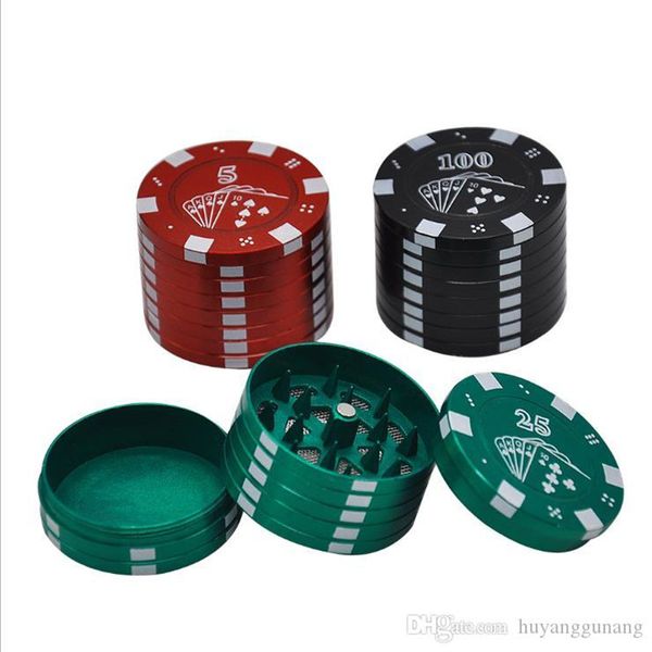 Poker Chip Smoke Grinder Miniatura Cintura portatile per smerigliatrice metallica a tre strati diametro 42 mm