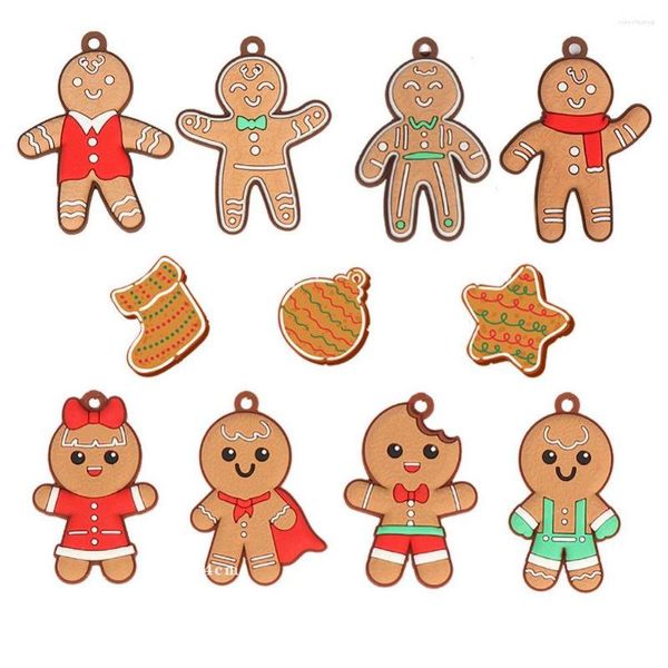 Noel Dekorasyonları 12 PCS Reçine El Sanatları Dekorasyon Kardan Adam Gingerbread Boncuklar Düz Back Scrapbook Diy Sızdırmalar Dekor Malzemeleri