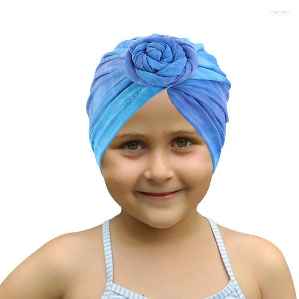 Abbigliamento etnico Moda Bambini Gradient Tie Dye Turban Hat Baby Lumaca Piatto Fiore Accessori per capelli Fascia