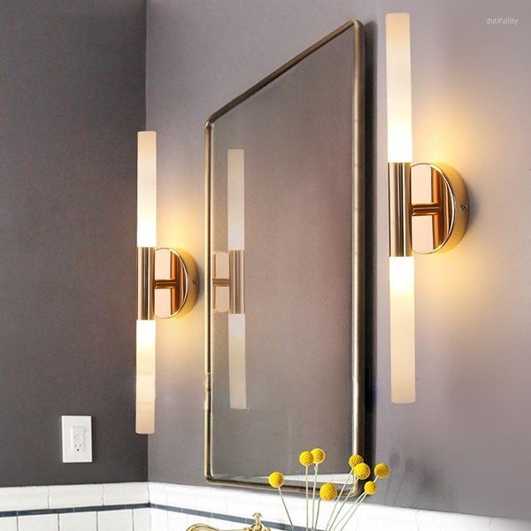 Wandlampen Moderne Metallrohr Rohr Up Down LED Schlafzimmer Foyer Waschraum Wohnzimmer Toilette Badezimmer Licht Lampe