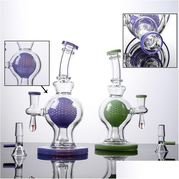 Rauchpfeifen Milchgrün Lila Wasserpfeifen Öl DAB Rigs Duschkopf Perc Perkolator Glas Wasserbongs Kugelrohr 14mm Gelenk mit Schüssel XL1 DHGM5