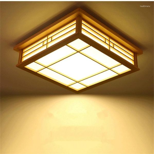 Luzes de teto Luzes de madeira de estilo chinês Decoração de sala de estar LED LED japonês Tatami Iluminação de madeira de madeira