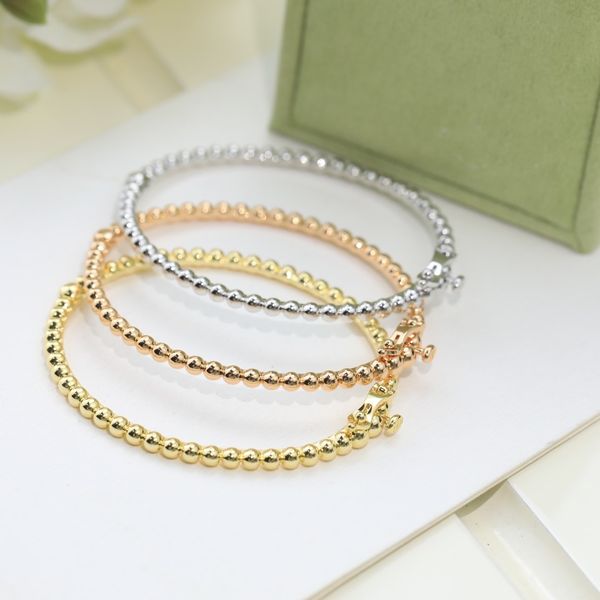 Bracelets Bangle Brand Designer Perlee Copper Bead Charme Três cores Rose amarelo Banges de ouro branco para mulheres Jóias com Box Party Gift