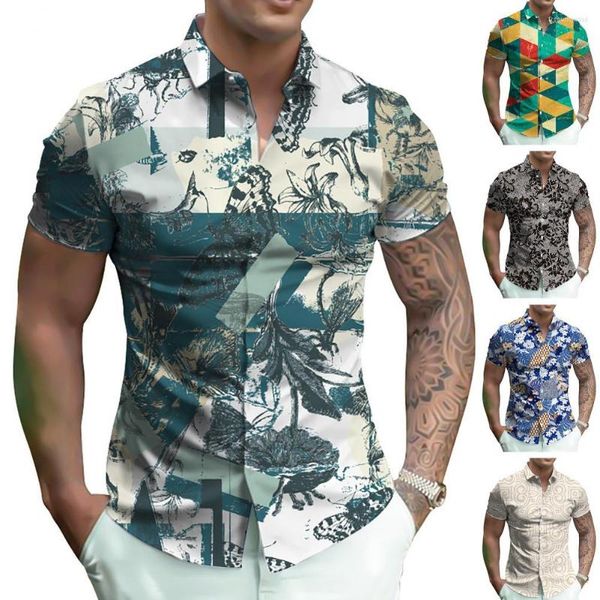 Camisas casuais masculinas 2022 Men camisa Botões de impressão digital respirável suave