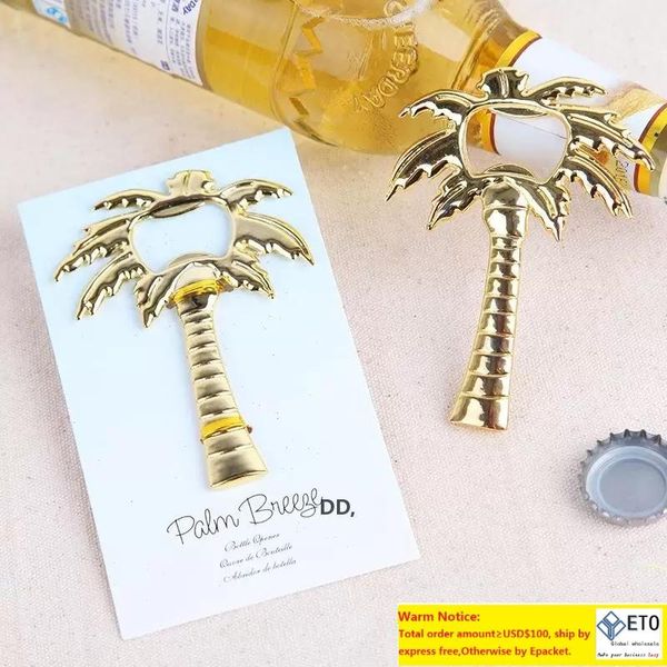 Palm Breeze Chrome Şişe Açıcı Goldcolor Metal Hindistan cevizi Ağacı Bira Açıcıları Plaj Temalı Düğün Favors