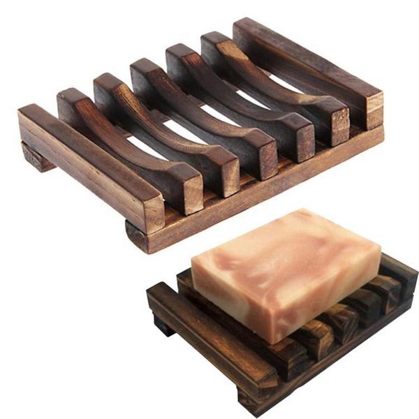 Bandela de sabão de bambu de madeira natural Bandejas de bandeja de placa de placa de armazenamento de placa para chuveiro Placa de banho banheiro FY4366 SS1222