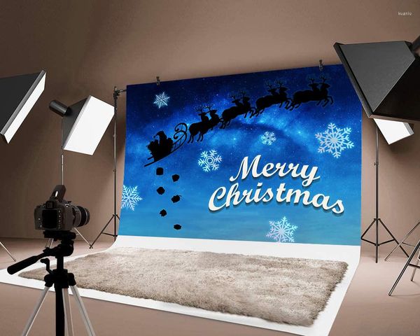 Decorazione per feste Milsleep Merry Chirstmas Snow Pograph Sfondo blu Sfondo per bambini sottili Fondali Po