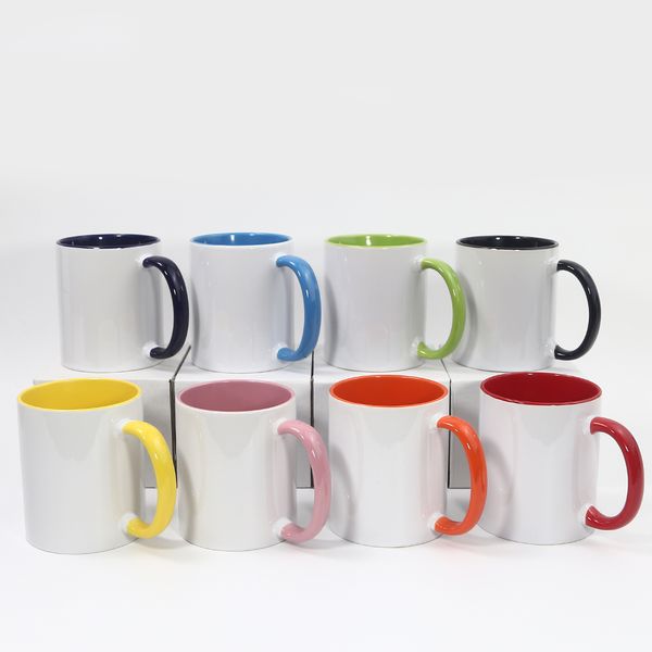 USA Local Warehouse Sublimations-Kaffeetasse aus weißer Keramik, 11 Unzen, 15 Unzen, 8 Unzen, Emaille-Tasse, 16 Unzen, Bierkrüge aus Milchglas mit Farbverlauf, Gläser, Becher für Tee, Bier, Cola