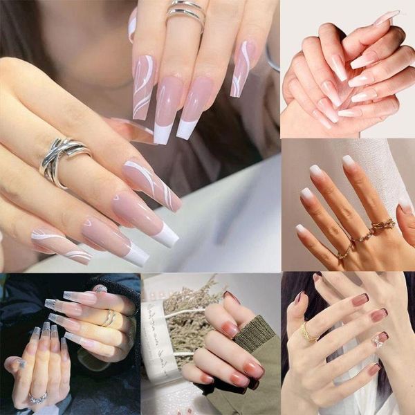 False unhas 24pcs/caixa destacável Cabeça quadrada Press