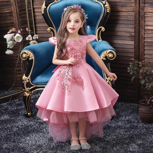 Kız Elbiseler 2022 Çocuk Kuyruk Elbise Etek Kızlar Dovetail Net Gazlı Büyük Kids Prenses Çiçek Elbise