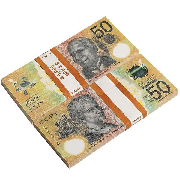Prop Aud Banknotes Dólares australianos 20 50 100 Cópia de papel Print Full Print Banknote Fake Monopoly Money Movie Adens