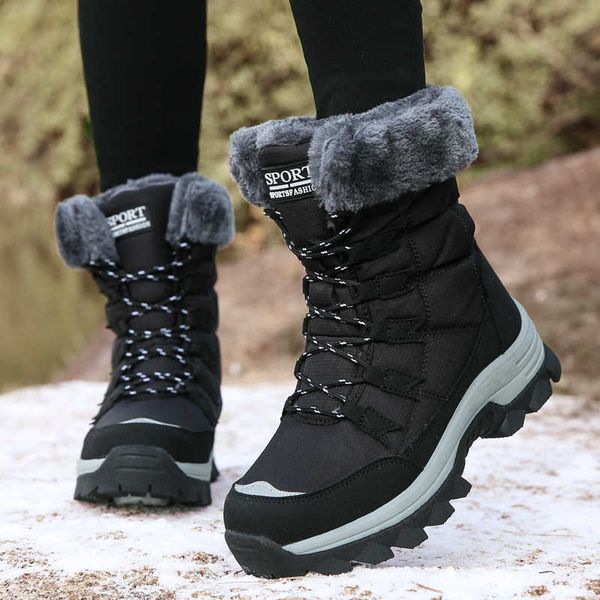 Stiefel Modischer Schneeschuh für Damen, dicker Fleece-Plattformstiefel in der Mitte der Wade, rutschfeste Luftpolster-Dämpfung, Reisen, Wandern, Skifahren im Winter 221213