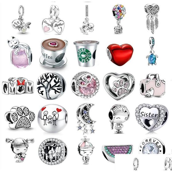 Gümüş 925 Sterling Sier Pandora Charm için Uygun Boncuklar Aile Bilezik Kolye Diy bayanlar moda lüks mücevher düşüşü dhrtw