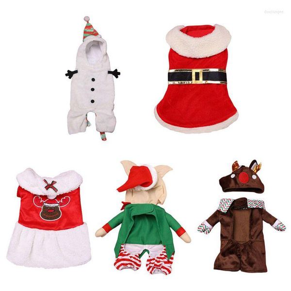 Trajes de gatos Cosplay Capinho de Natal Roupas para cães pequenos Costumo de inverno Vestido / jaqueta Ano de pet chihuahua Roupas