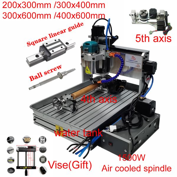 Holz Router CNC 6040 1500W 4 Achsen 3040 Metall Gravur Bohrmaschine 5 Achsen 3020 PCB Fräsen Carving Maschine mit Wasser Tank