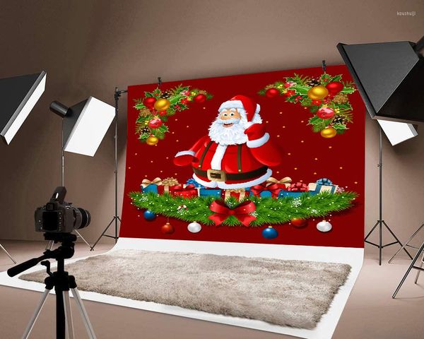 Decorazione per feste Buon Natale Sfondo Sottile Babbo Natale Stampato Sfondo rosso Po Festival Pograph Decorazioni