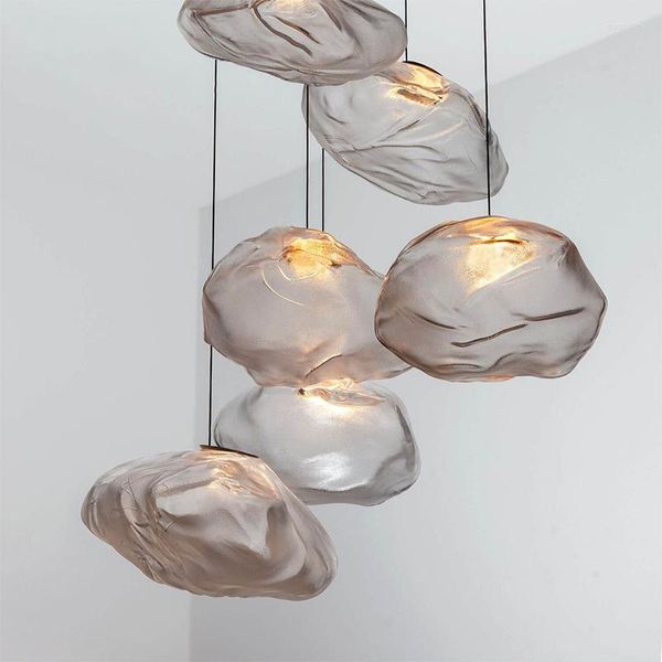 Подвесные лампы облачный дизайн дымный серый стеклянный световой арт висящий лампы декоративная взорва