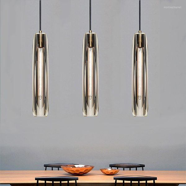 Lâmpadas pendentes pós -moderna Luxo puro Lâmpada de cristal da sala de estar interna barra de jantar Caldo de quarto pendurado E14