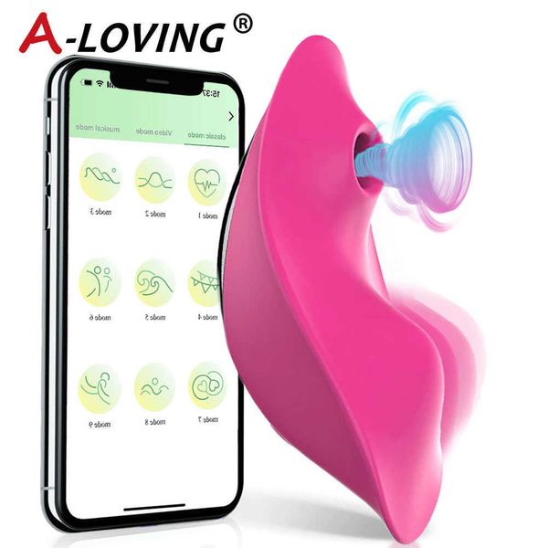 Articoli di bellezza Bluetooth Succhiare Vibratore APP Telecomando Farfalla Ventosa Stimolatore del clitoride vaginale Dildo vibrante Giocattoli sexy per le donne