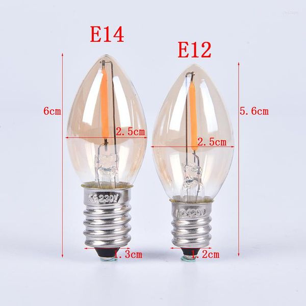 E14/E12 C7 bombilla Led 0,5 W lámpara luz de filamento lámpara bombillas Edison