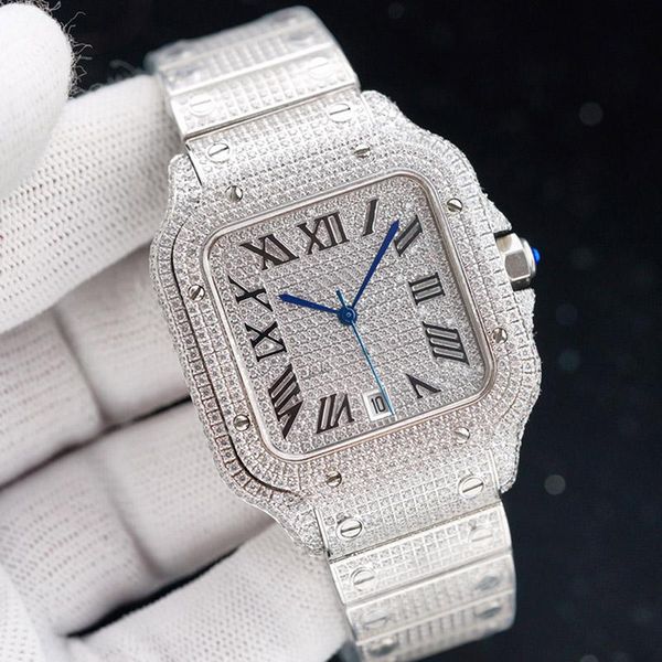 2022 neue Volldiamant-Herrenuhr Automatische mechanische Uhren 40 mm mit diamantbesetztem Stahlarmband Armbanduhr Mode-Business-Armbanduhren