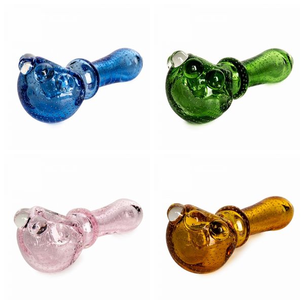 Ultime bolle colorate Decorazione tecnologica Tubi a mano Cucchiaio di vetro spesso Filtro Erba secca Tabacco Bong Pipa a mano Impianti petroliferi Fumatori Bong Portasigarette DHL