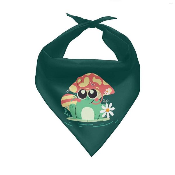 Vestuário de cachorro, cogumelo fofo e sapo desenho animado bandana bibs gato de gato de gato de gato triangular cabeça pescoço para cães médios pequenos