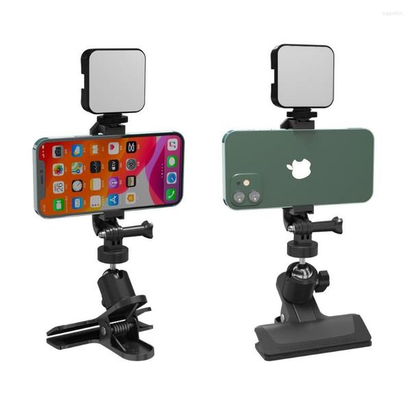 Treppiedi Supporto universale per telefono cellulare Supporto per rotazione a 360 gradi Staffa di fissaggio per tablet da tavolo con clip per cellulare per streaming live