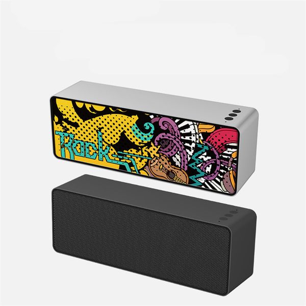 F2 Retro Bluetooth 5.0 Subwoofer Speaker 2000mAh Bateria portátil Graffiti USB TF Card FM Double Horn Logo Audio sem fio