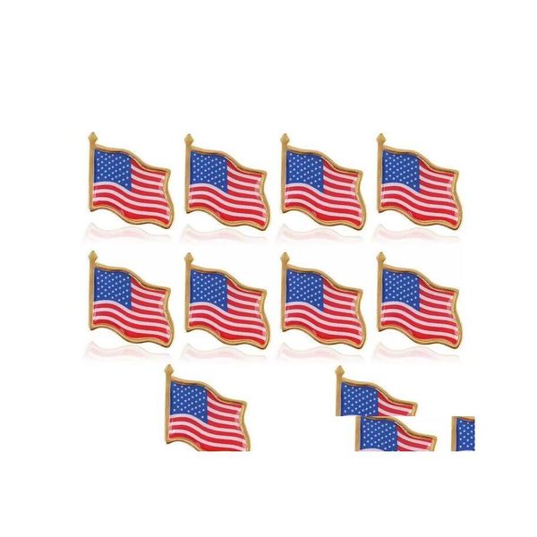 Pins Broschen Amerikanische Flagge Revers Pin Vereinigte Staaten USA Hut Krawatte Tack Abzeichen Pins Mini Für Kleidung Taschen Dekoration Großhandel Drop Del Dhfvp
