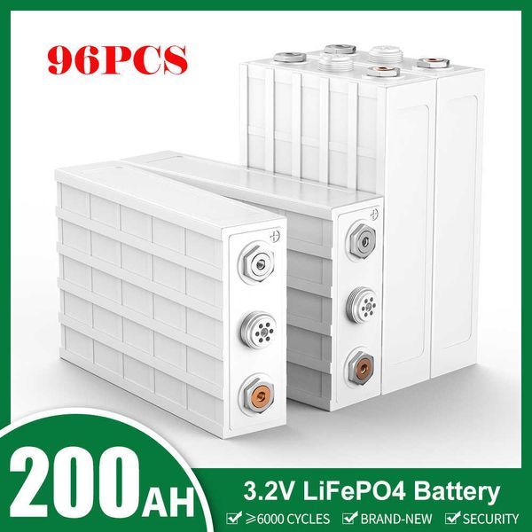 96Pcs 3.2V 200Ah Celle LiFePo4 Batteria LiFePo4 per Cell PACK 12V 24V Sistemi di accumulo di energia solare RV Auto elettrica EU US Tax Free