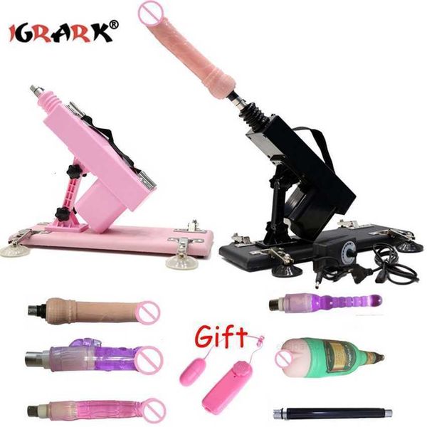 Brinquedos sexuais massageador máquina automática com 6 acessório vibrador retrátil amor arma máquinas anal ânus para casais homens mulheres masturbador